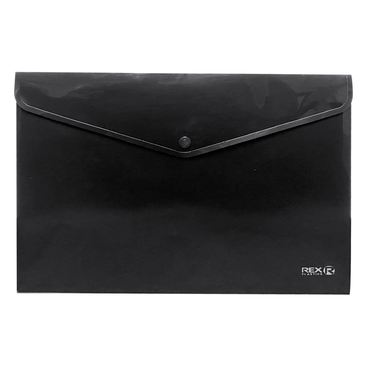 Sobre Porta Documento Negro Con Broche Plástico REX PLASTICS A4