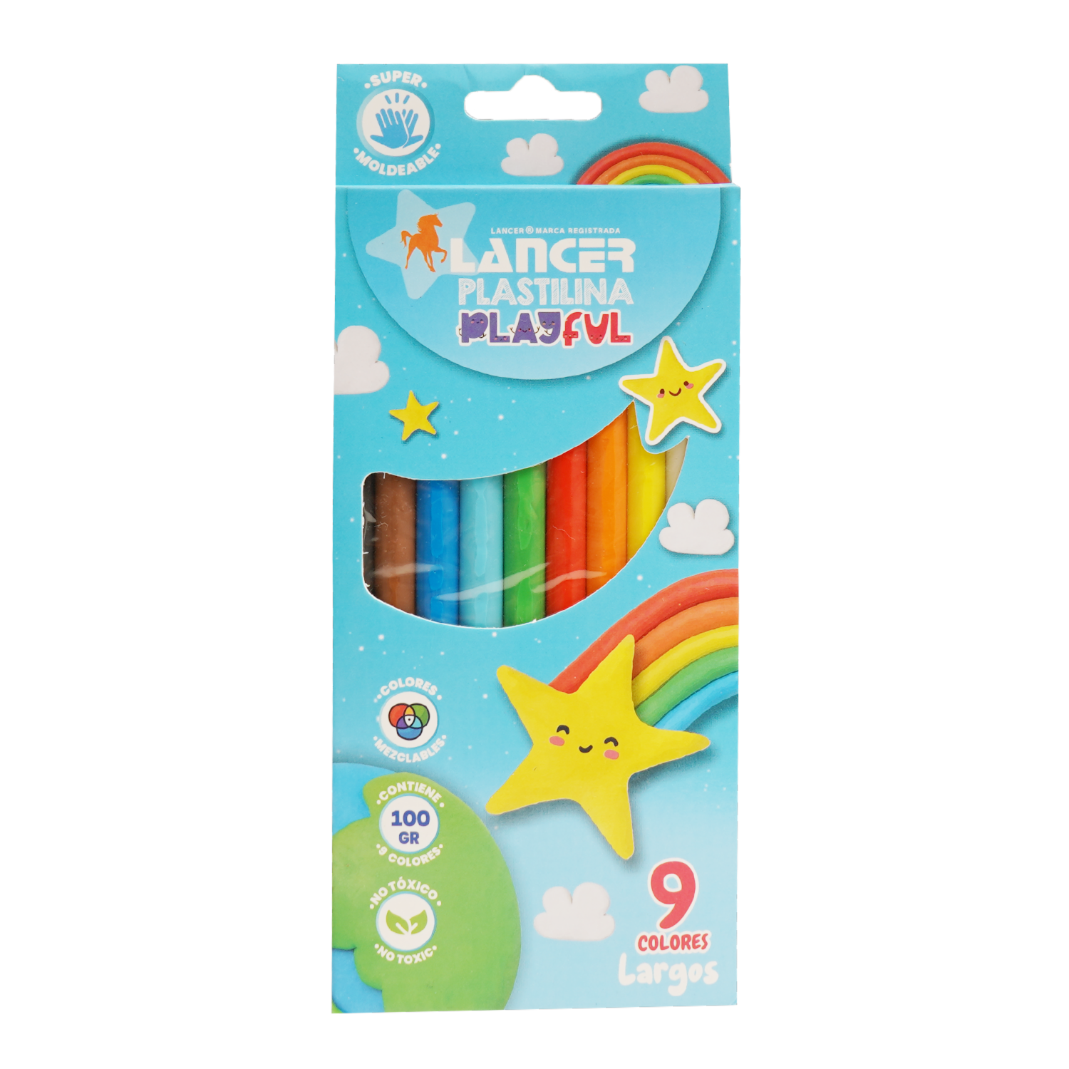 Plastilina Larga 9 Colores LANCER 100  G