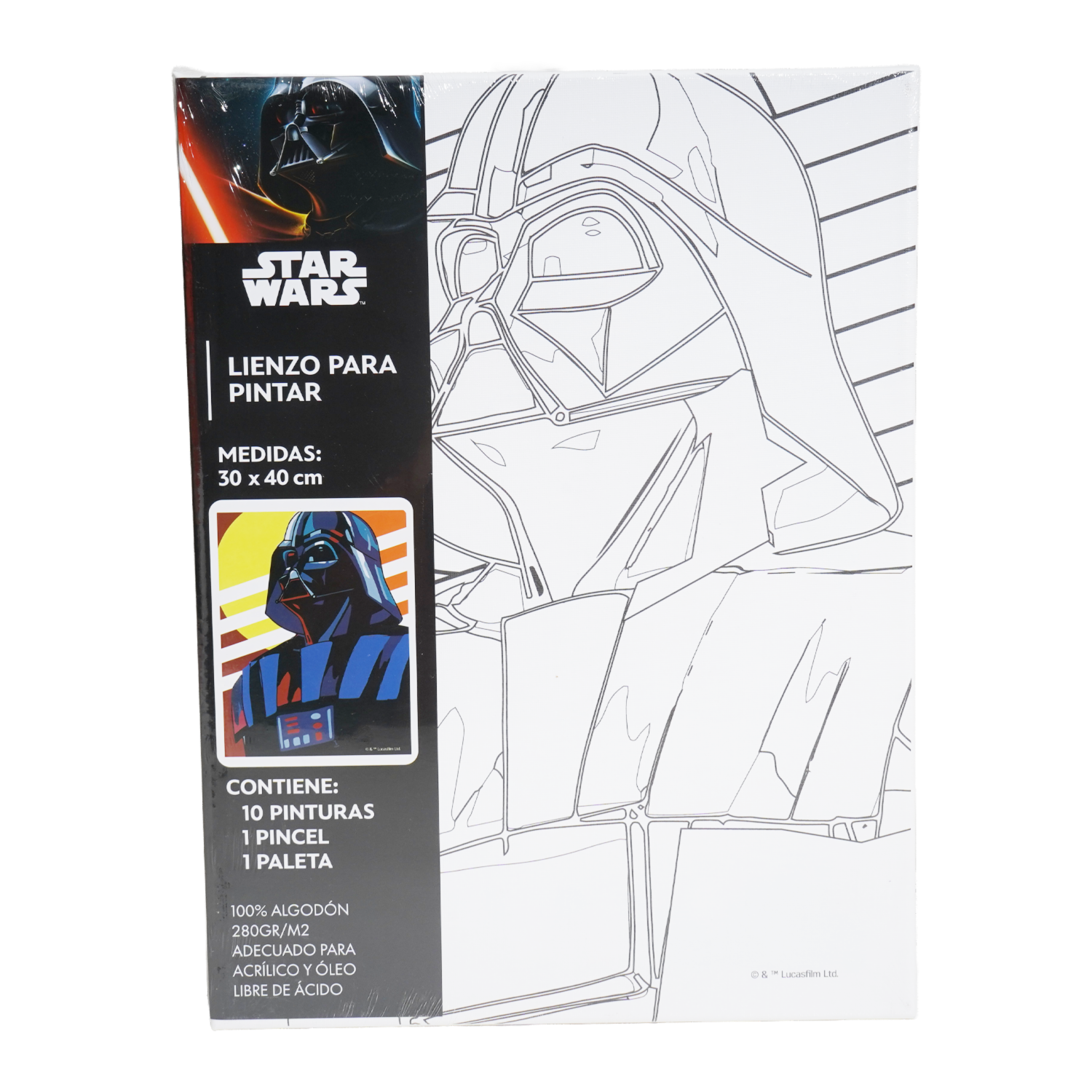 Set Lienzo Pintura Con Pincel Y Paleta Star Wars DISNEY 40X30 Cm