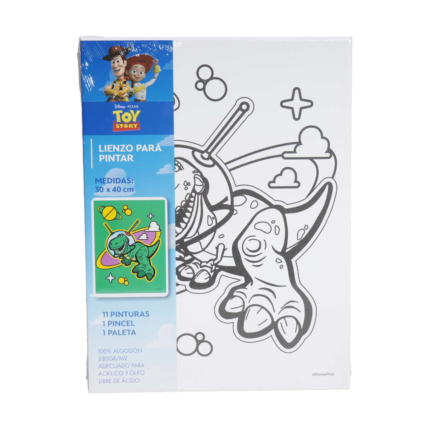 Set Lienzo Pintura Con Pincel Y Paleta Toy Story DISNEY 40X30 Cm