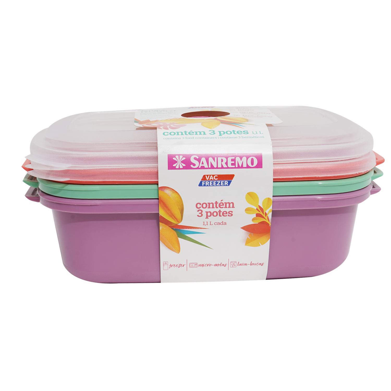 Set Reposteros Rectangulares Herméticos Vac Freezeer SANREMO 1,1 Litros X 3