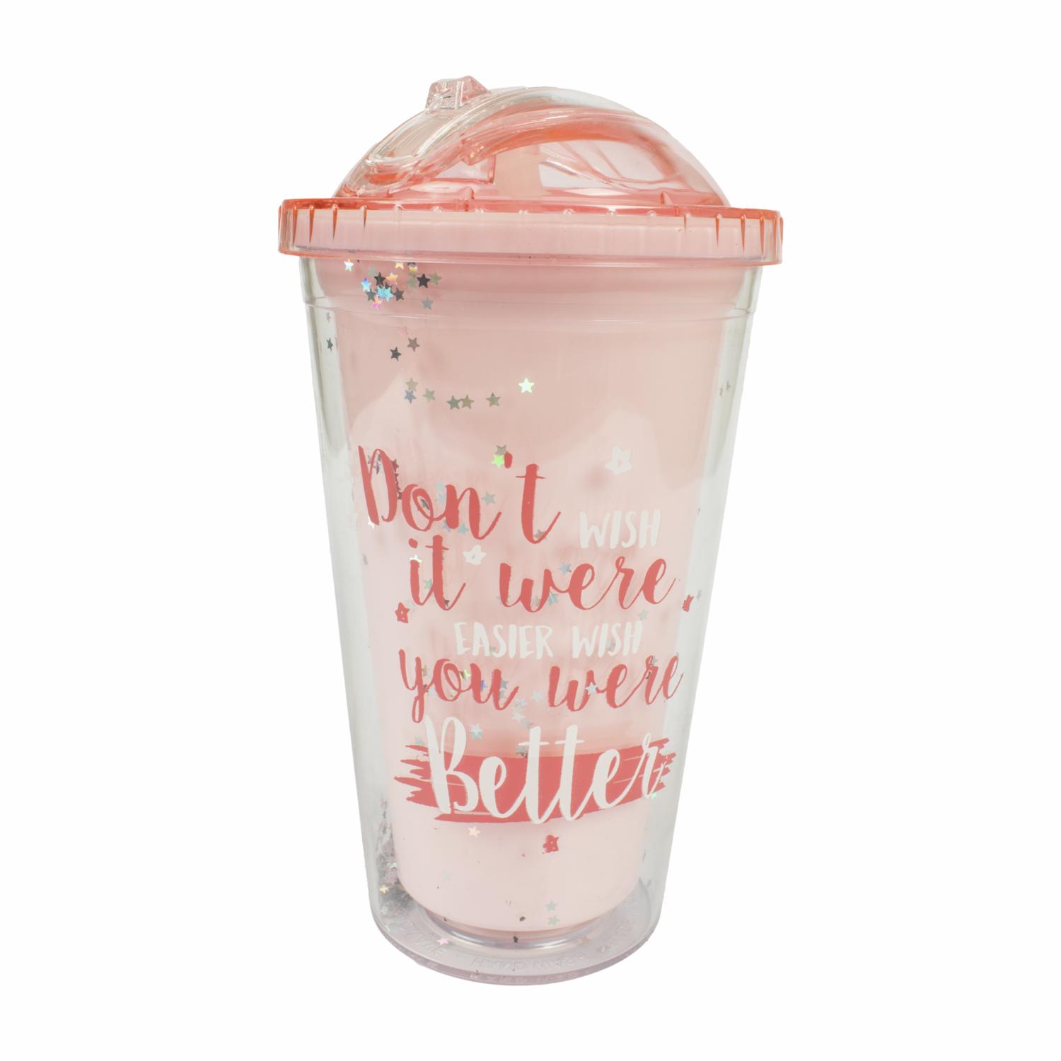 Vaso Plástico Con Pitillo  Mensajes 350 Ml WAHFAY HF4003091709