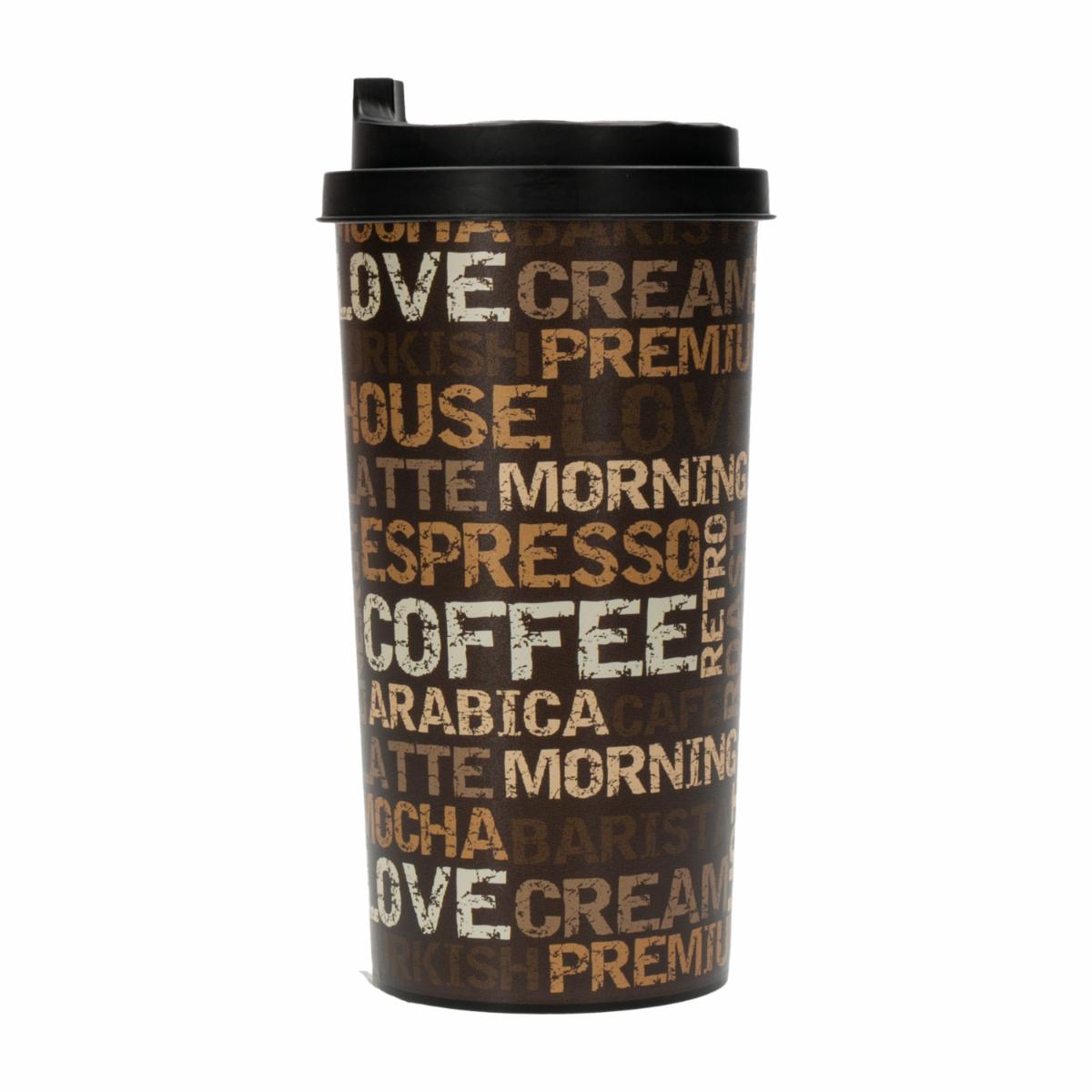 Vaso Con Tapa Decorado Para Café HEREVIN 470 CC