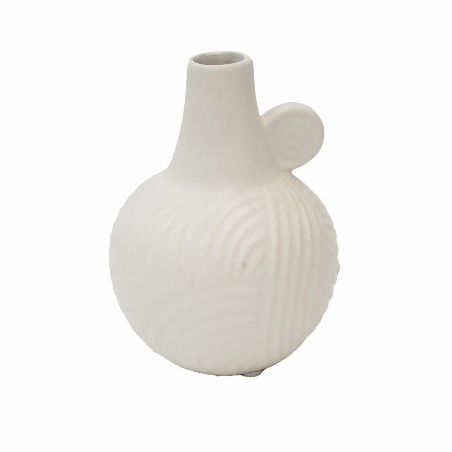 Florero Decorativo Blanco Mate Con Asa De Cerámica URBAN TRENDS COLLECTION Unidad