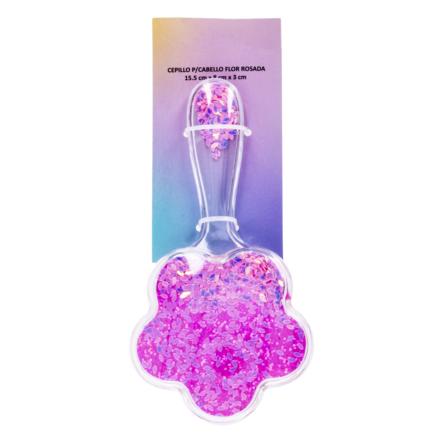 Cepillo De Cabello Flor Rosada WAHFAY 15,5 X 8 Cm