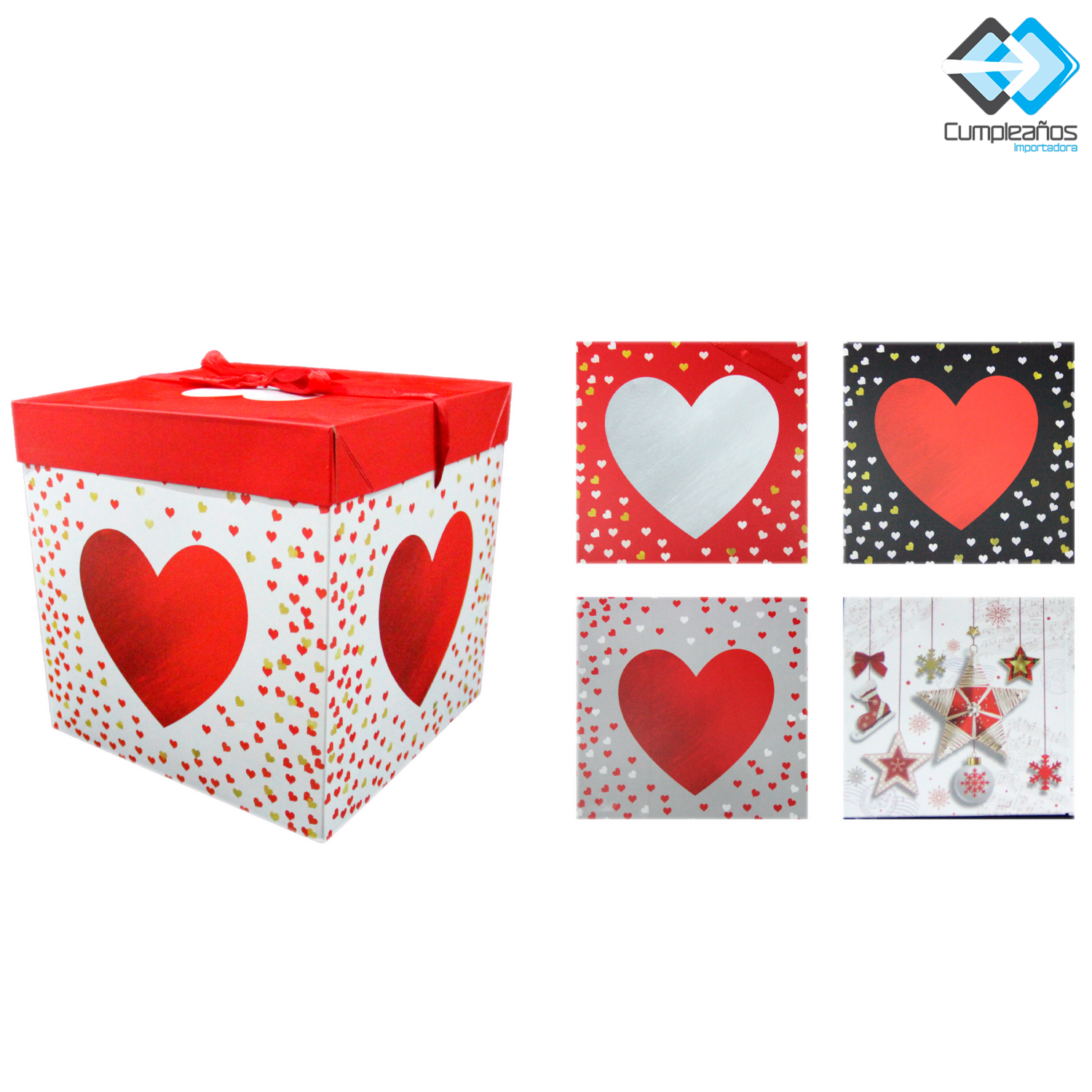 Caja Para Regalo De Papel Cuadrada Diseño Corazón IMPORTADORA CUMPLEAÑOS 10 X 10 Cm