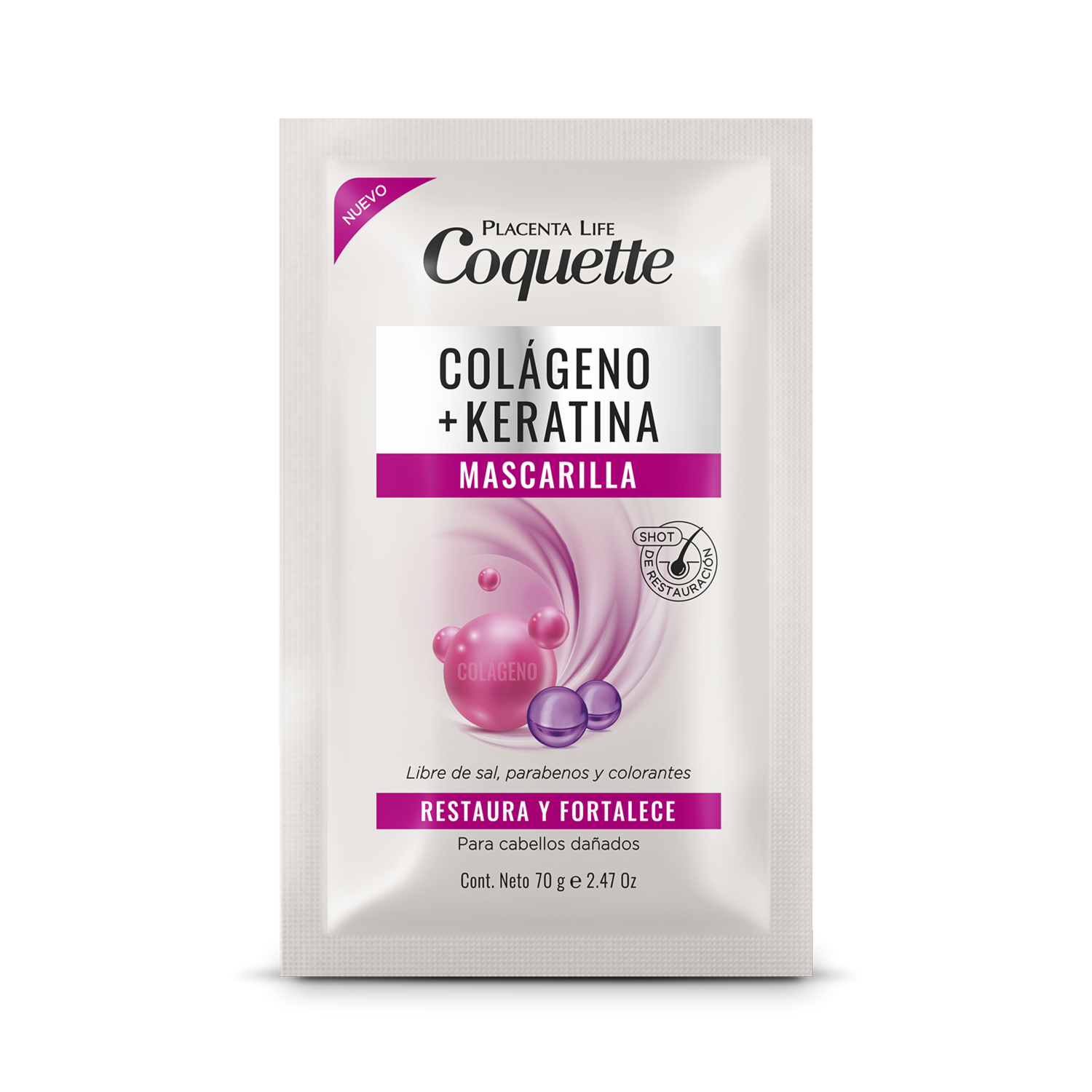 Tratamiento Capilar Colageno & Keratina COQUETTE 70 Gr