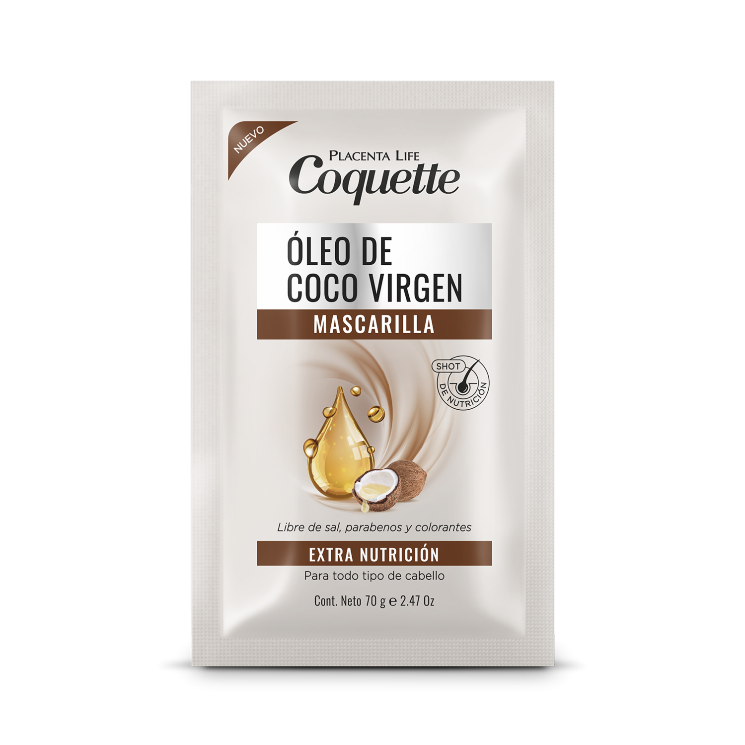 Tratamiento Capilar Óleo De Coco Virgen Sachet COQUETTE 70 Gr