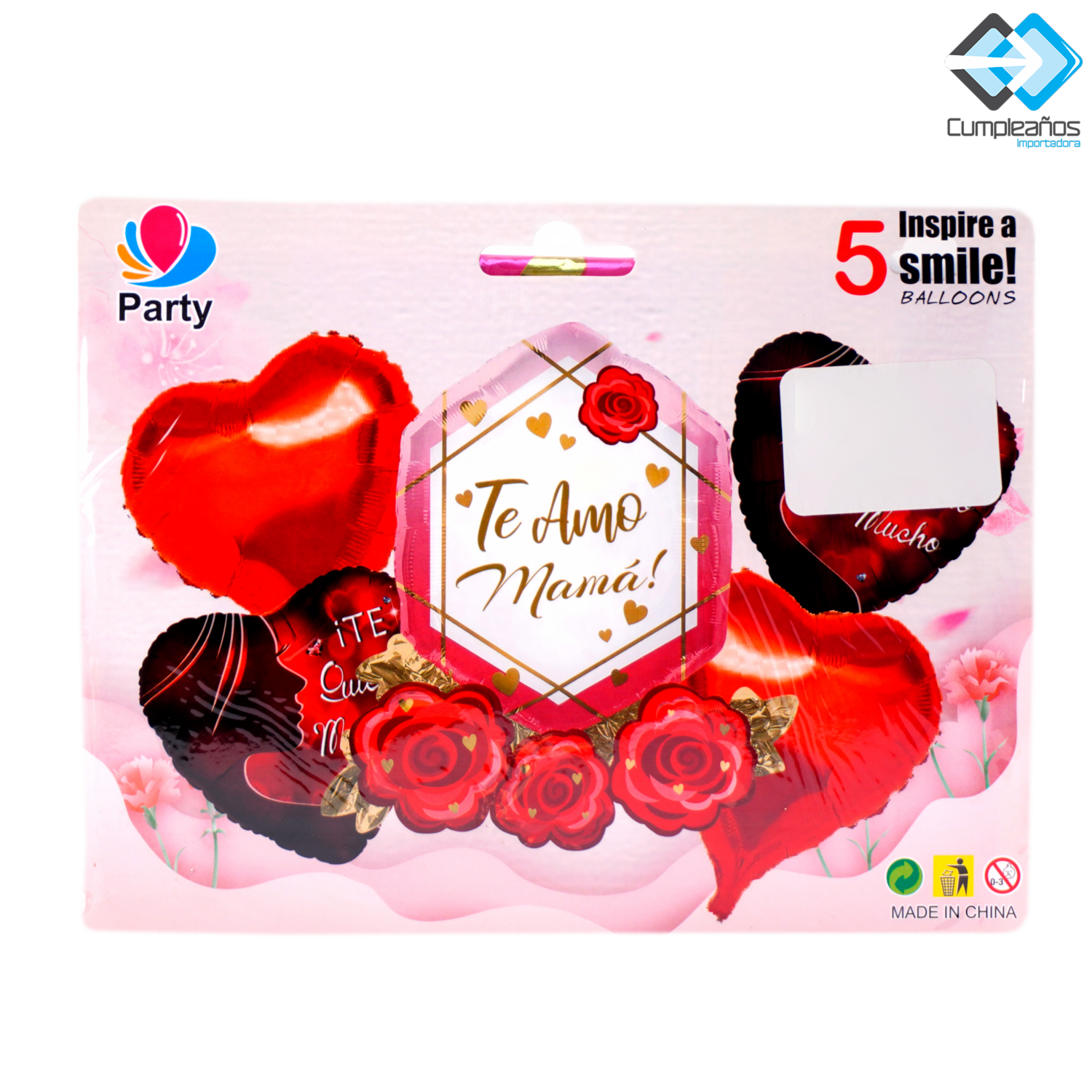 Globo De Alumínio Bouquet Mixto Diseño Te Amo Mamá IMPORTADORA CUMPLEAÑOS 5 Piezas