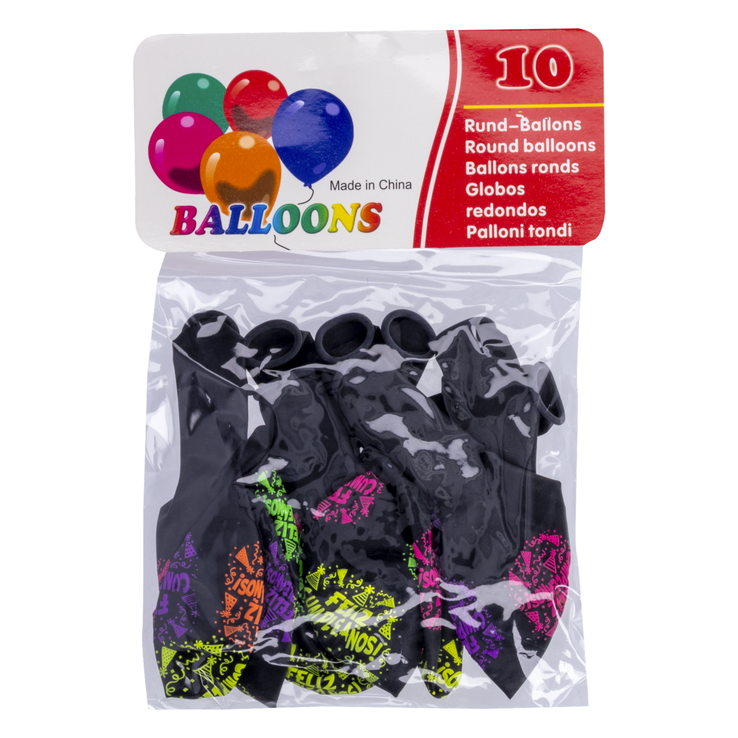 Globos Feliz Cumpleaños No.12 Negro BALLOONS X 10 Uds