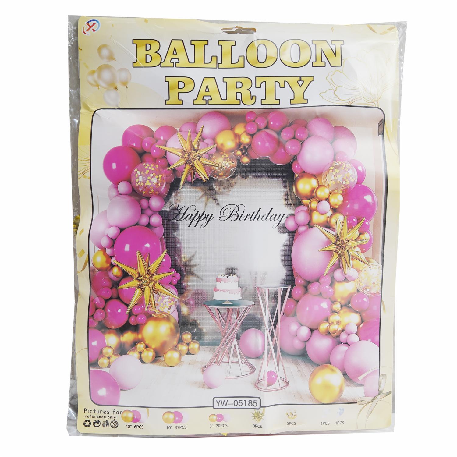 Globos Para Arco Rosado Fucsia Y Dorado BALLOON PARTY X 78 Piezas