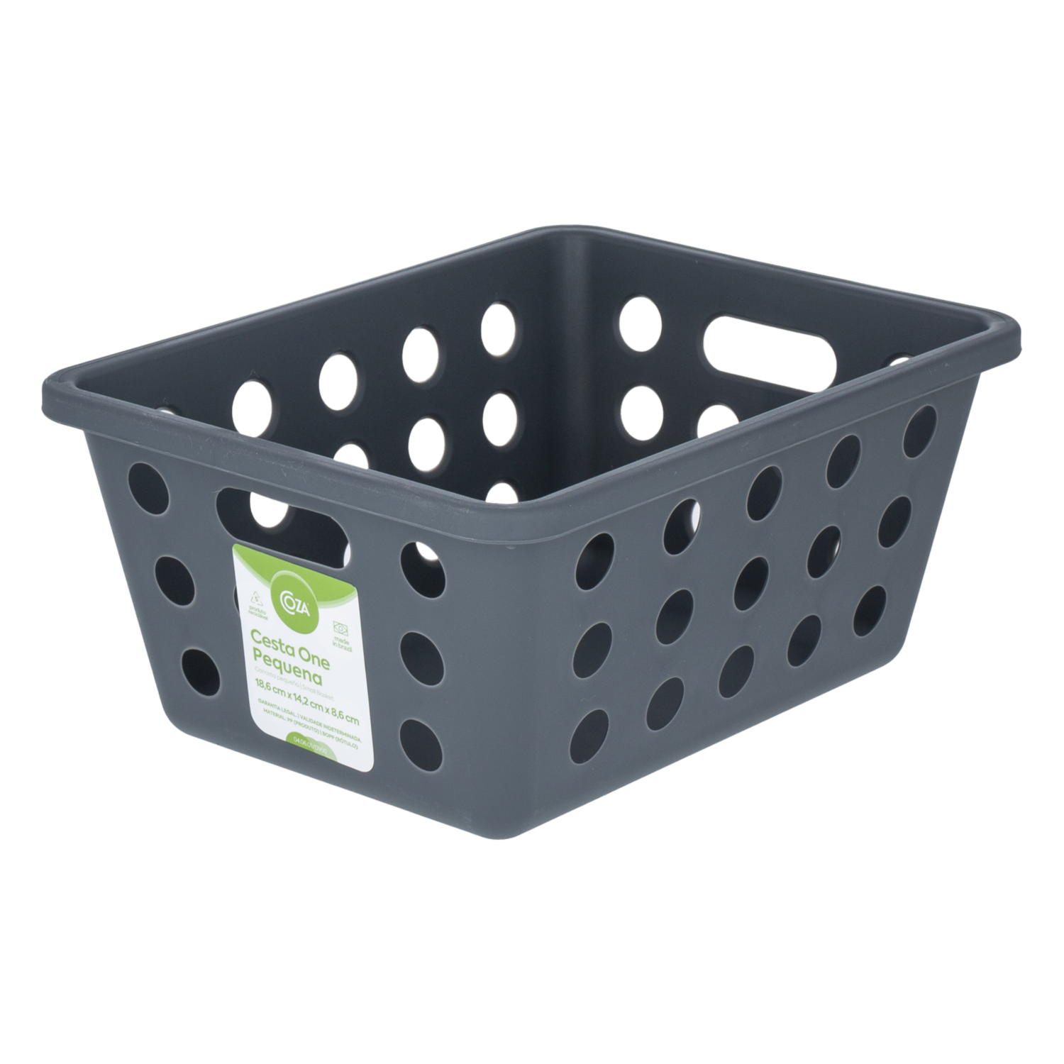 Canasta De Lavandería Pequeña De Plástico One Gris Oscuro COZA 1.2 Litros