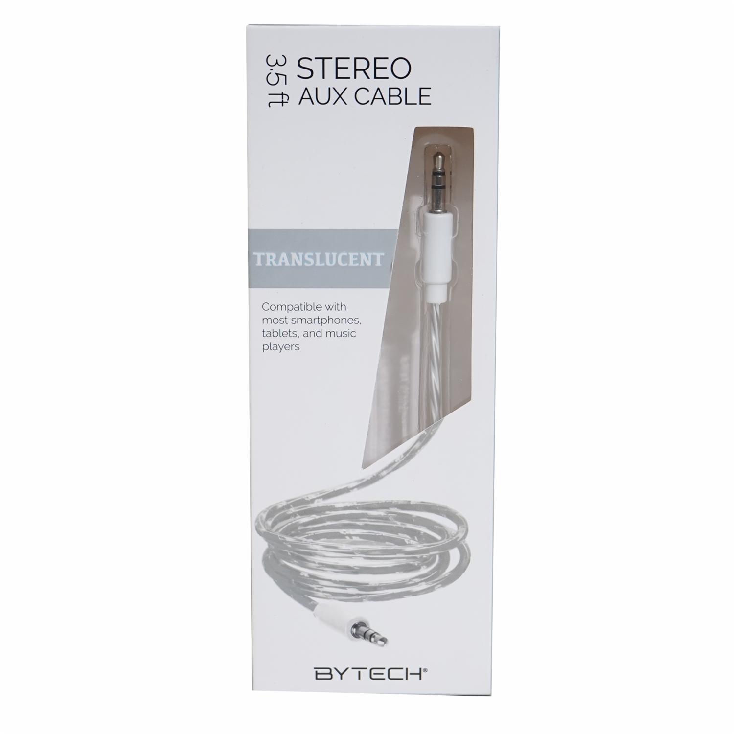 Cable Auxiliar Transparente Para Audio BYTECH 3,5 Pies
