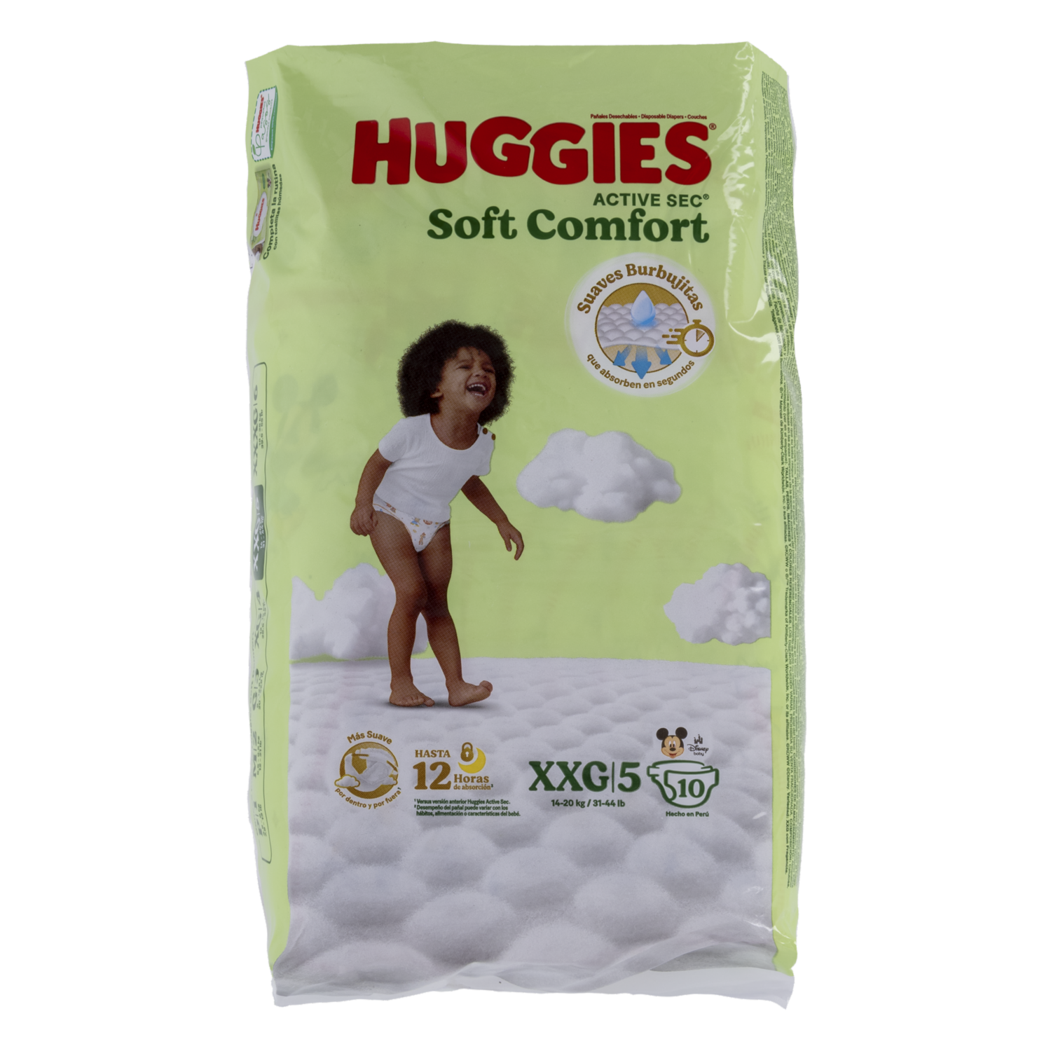 Pañales Active Sec Soft Confort XXG Etapa 5 HUGGIES X10 Uds
