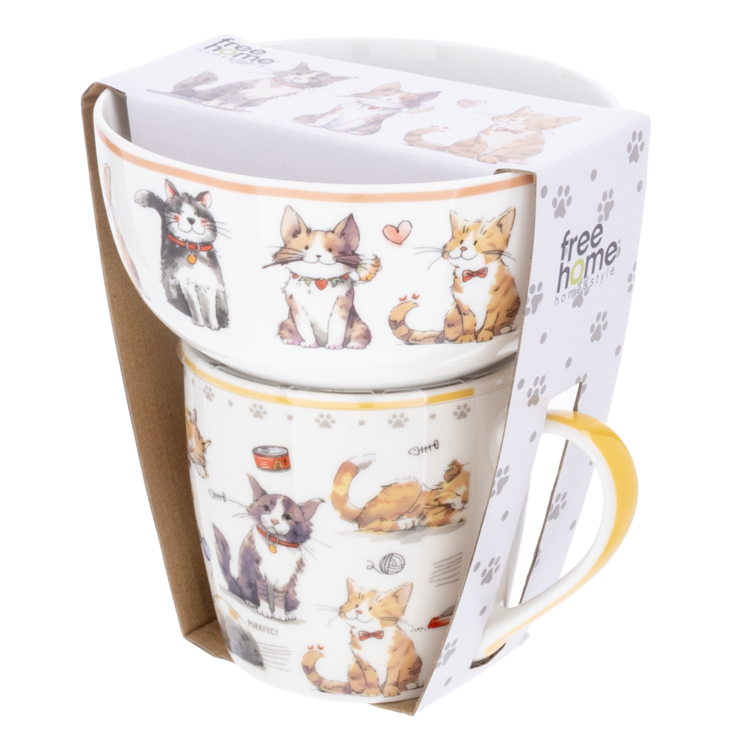 Jarro Set Con Bowl Diseño Mascota Perro Y Gato FREE HOME 2 Piezas