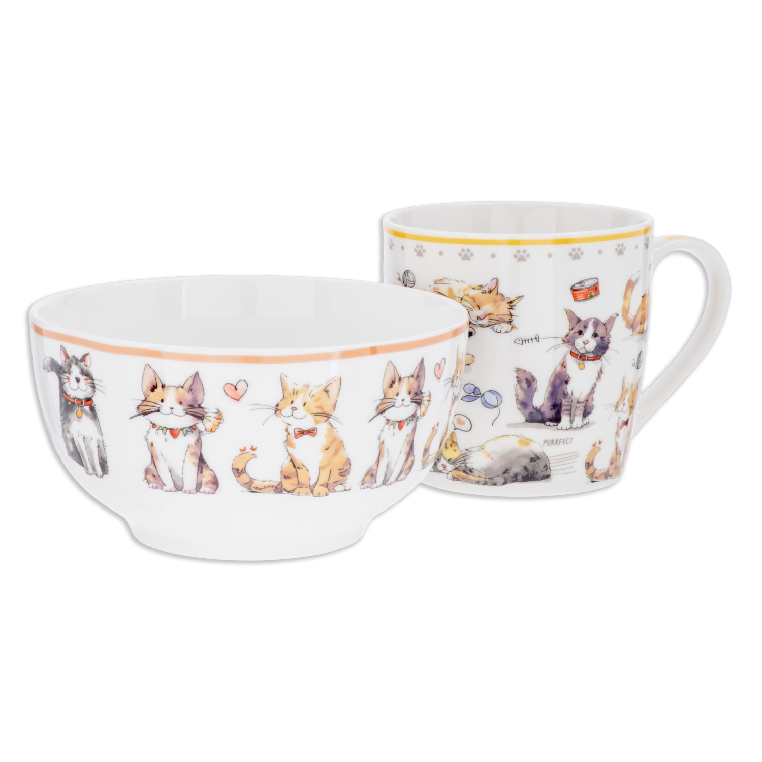 Jarro Set Con Bowl Diseño Mascota Perro Y Gato FREE HOME 2 Piezas