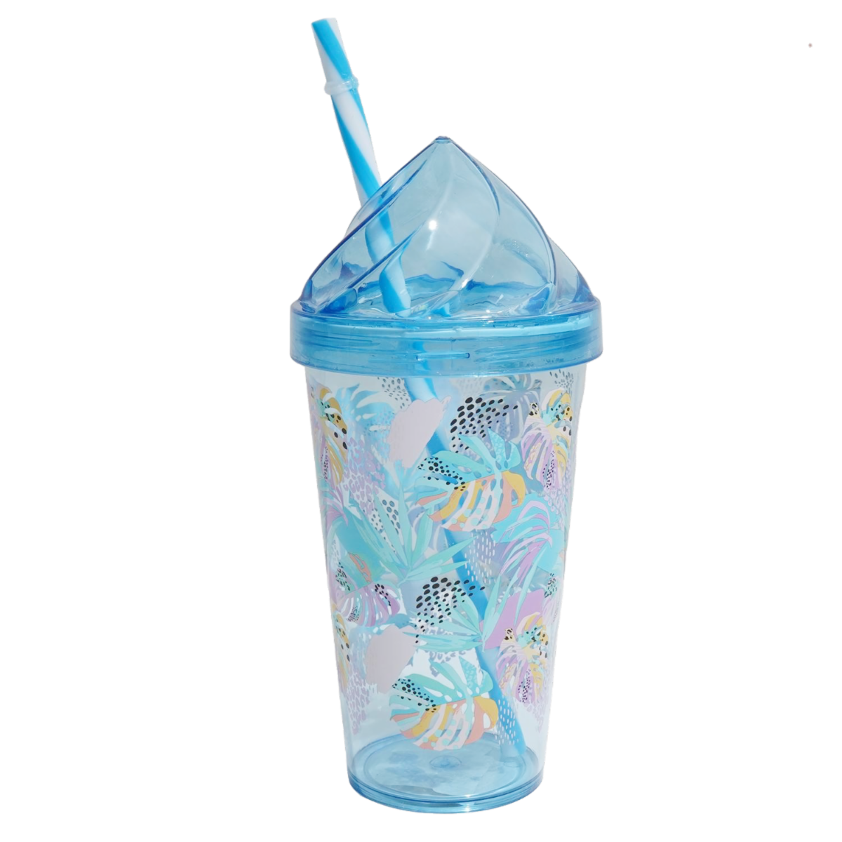 Vaso Con Sorbete Diseño Hojas HEREVIN Azul
