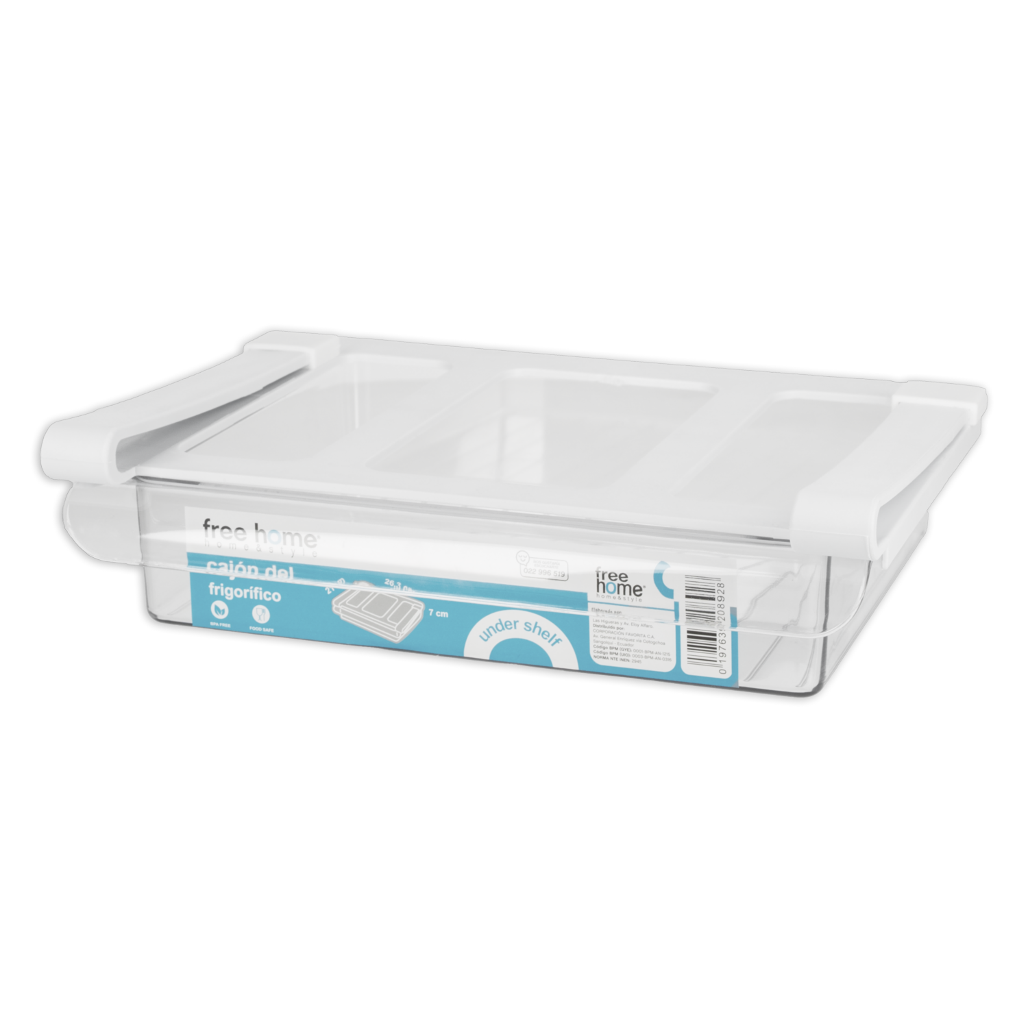 Organizador De Nevera Colgante Bajo Transparente Con Sujetador FREE HOME 26.3X21X7 Cm