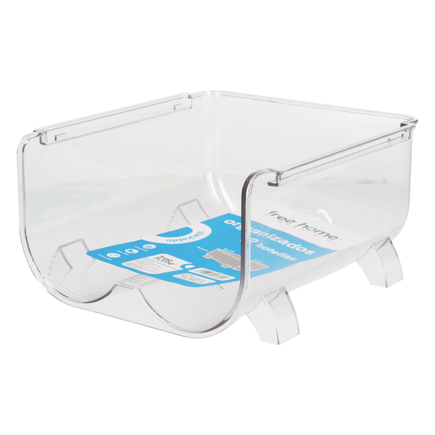 Organizador De Nevera 2 Botellas Transparente FREE HOME 21X20X10.5 Cm