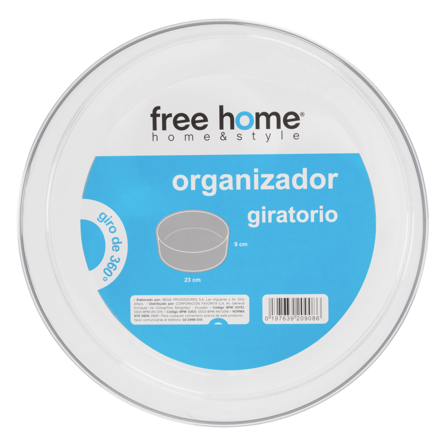 Organizador De Nevera Giratorio Transparente FREE HOME 1 Pieza