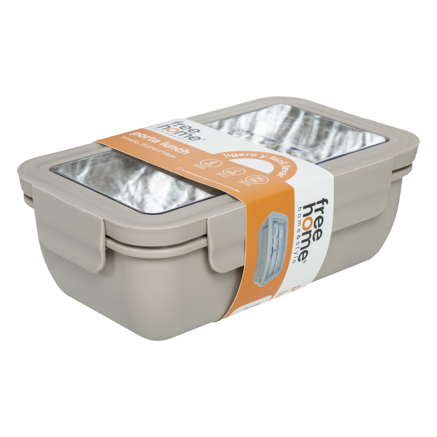 Porta Lunch Con Cubiertos Taupe FREE HOME 1 Pieza