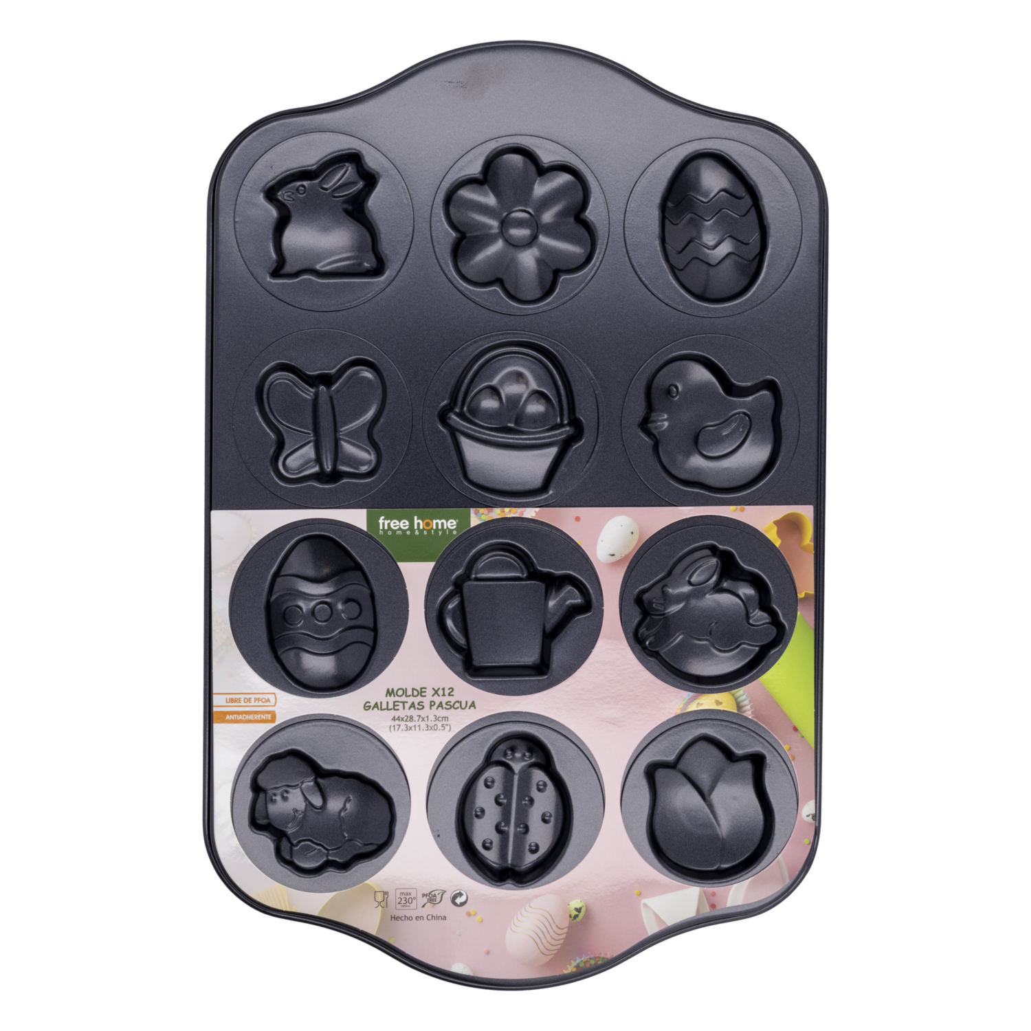 Molde Para Hornear X12 Galletas Pascua FREE HOME 44X28.7X1 3 Cm
