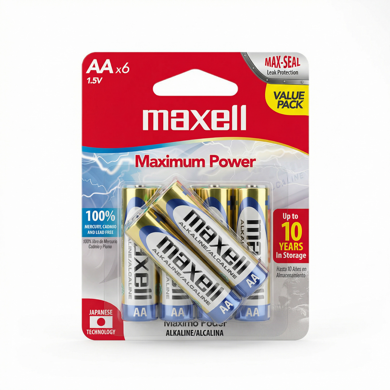 Pila Alcalina AA MAXELL 4 + 2 Uds