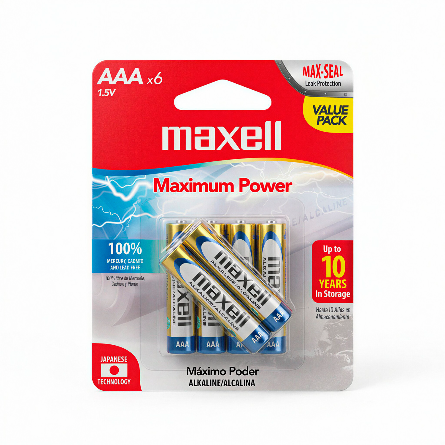Pila Alcalina AAA MAXELL 4 + 2 Uds