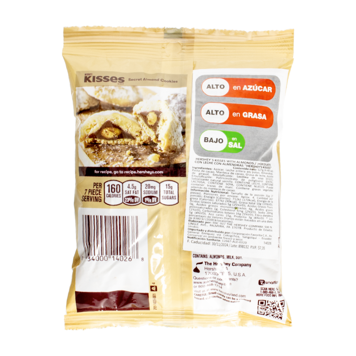 Chocolate Con Leche Y Almendras Kisses HERSHEY’S 127 G