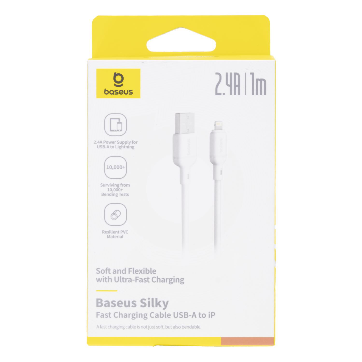 Cable De Carga Usb A Lightning Silky 2.4A Blanco BASEUS 1 M