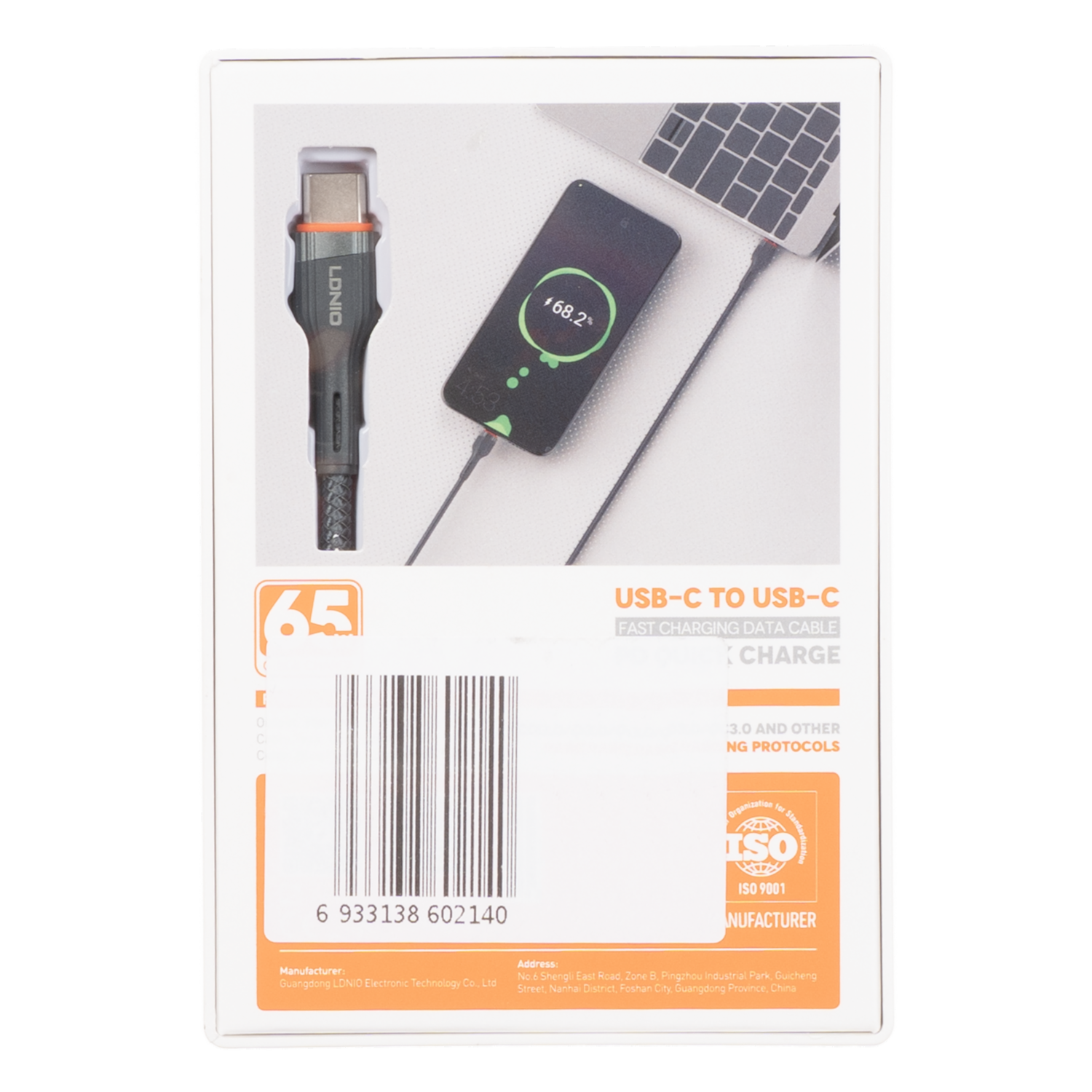 Cable De Carga Tipo C A TipoC 1M LC641 LDNIO 65 W
