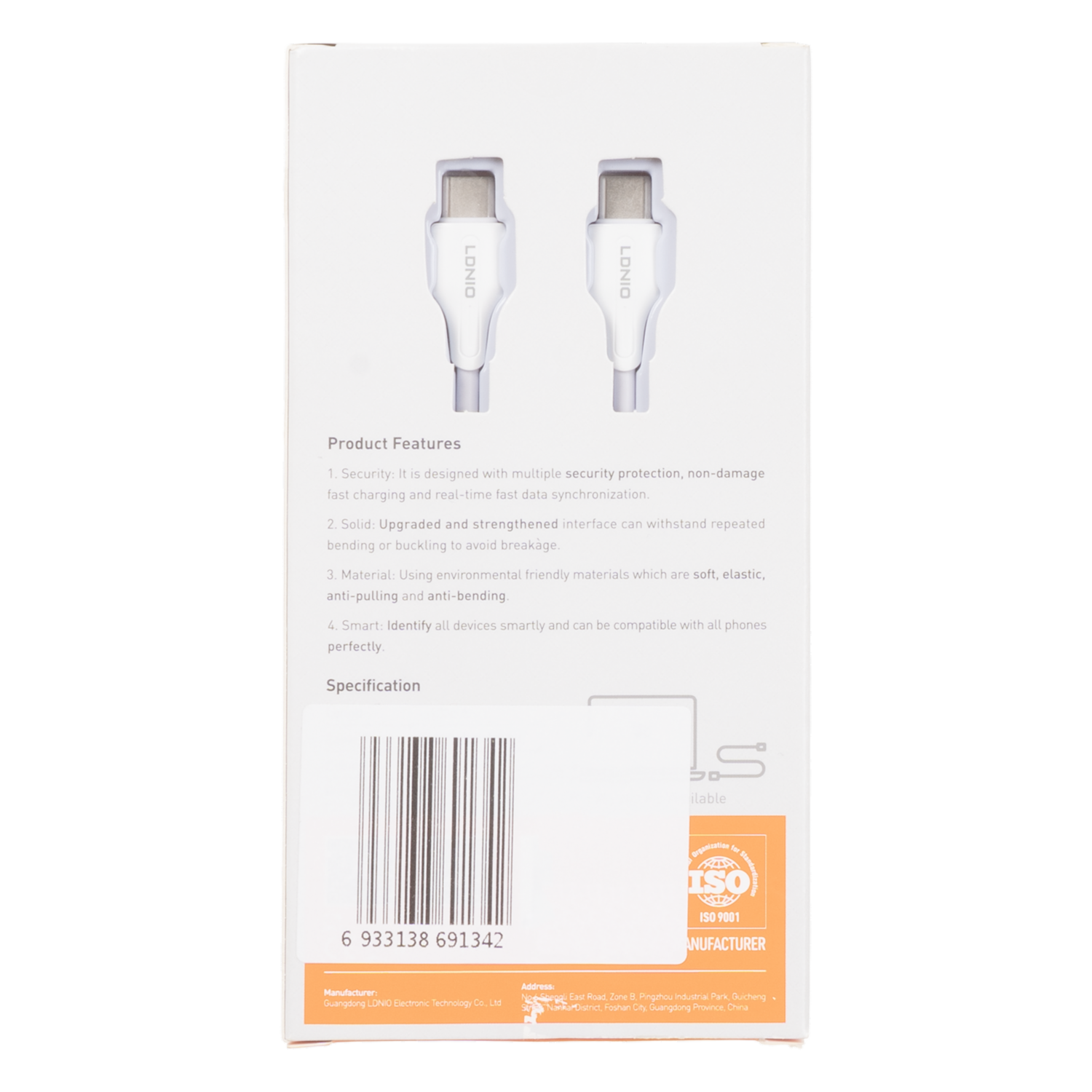 Cable De Carga Tipo C A Tipo C 1M Lc121 LDNIO 65 W
