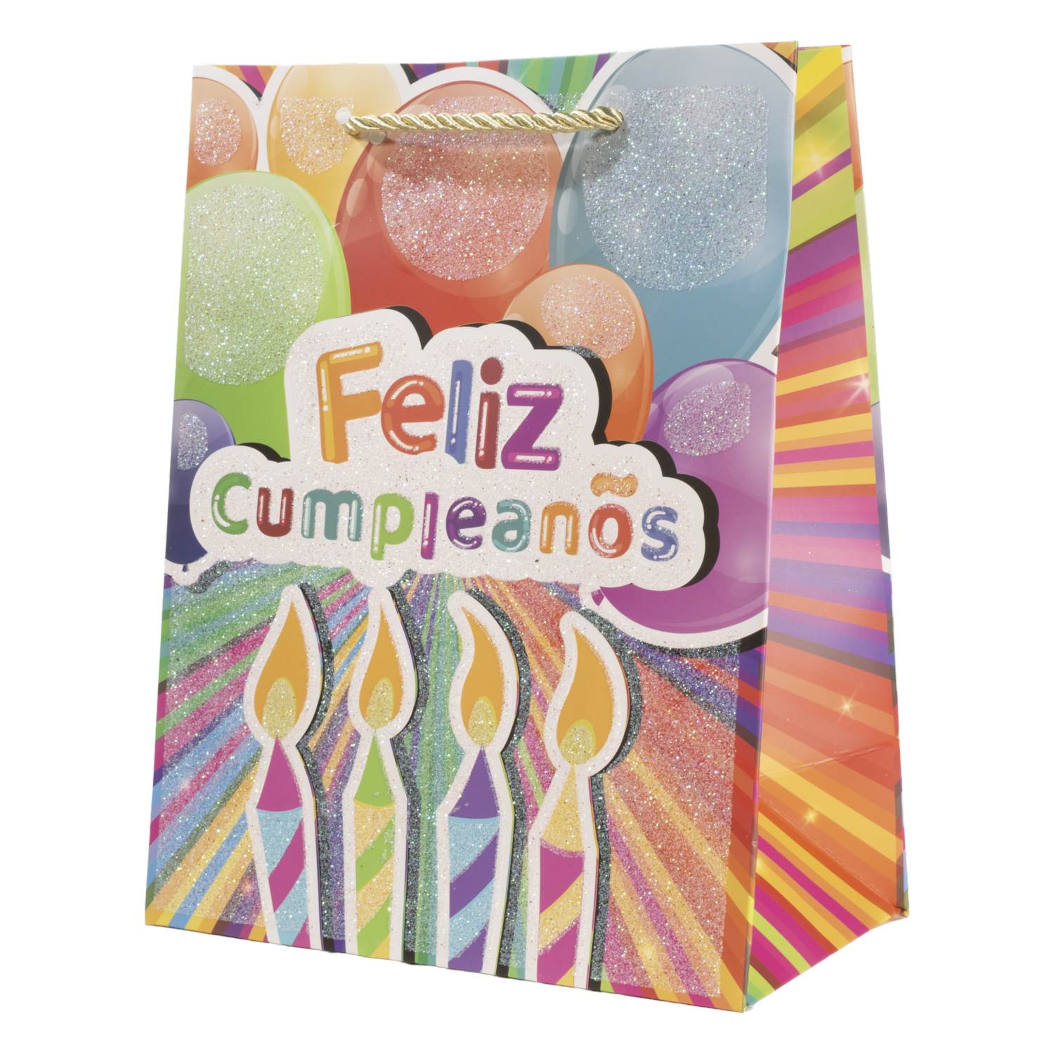 Bolsa De Regalo Diseño Feliz Cumpleaños Con Cordón IMPORTADORA CUMPLEAÑOS 23X18X10 Cm
