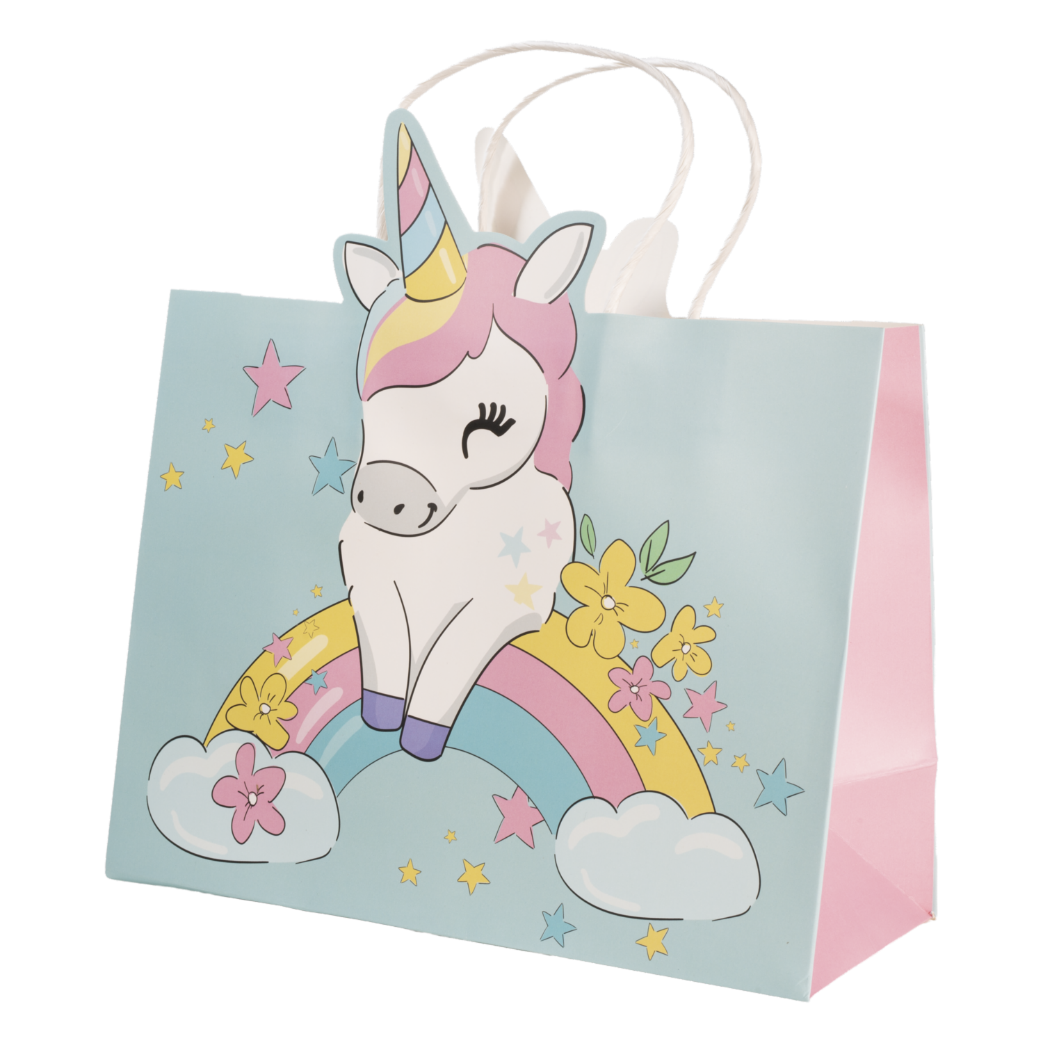 Bolsa De Regalo Diseño Arcoíris IMPORTADORA CUMPLEAÑOS 23X18X10 Cm