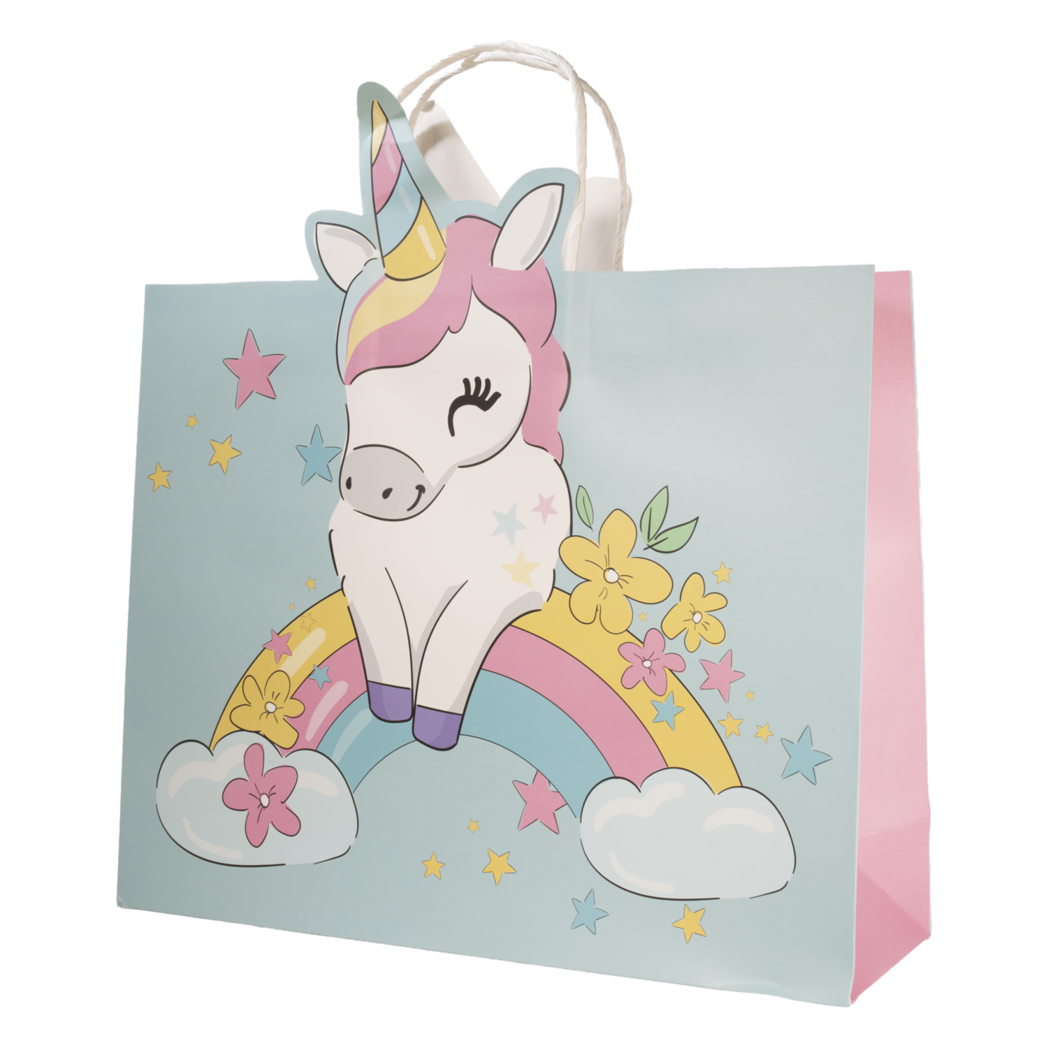 Bolsa De Regalo Diseño Arcoíris IMPORTADORA CUMPLEAÑOS 32X26X12 Cm