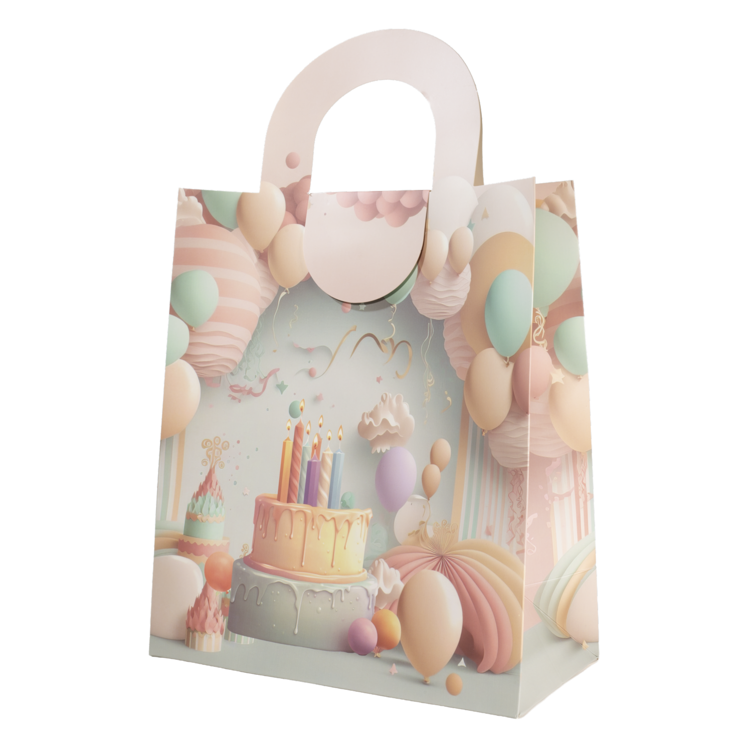Bolsa De Regalo Diseño Pastel IMPORTADORA CUMPLEAÑOS 39X25X12 Cm