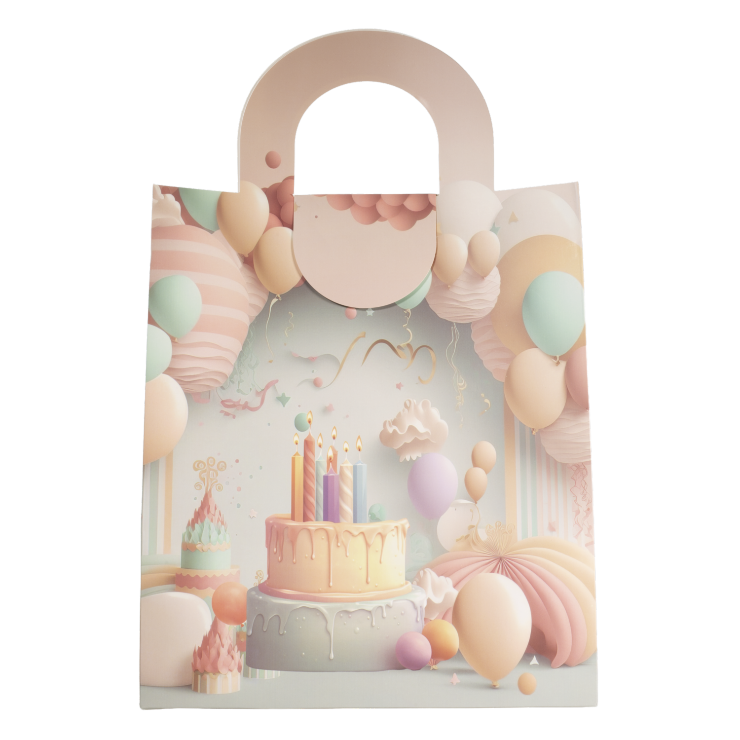 Bolsa De Regalo Diseño Pastel IMPORTADORA CUMPLEAÑOS 39X25X12 Cm