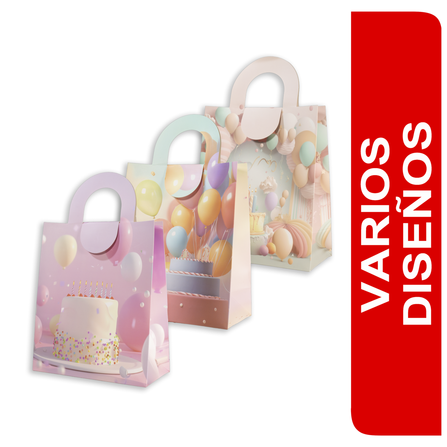 Bolsa De Regalo Diseño Pastel IMPORTADORA CUMPLEAÑOS 34X21X10 Cm