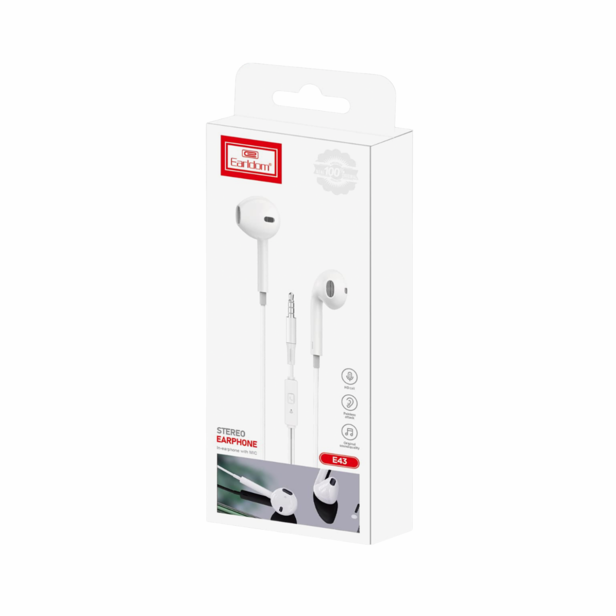 Audífonos Manos Libres Stereo Modelo E43 EARLDOM Blanco