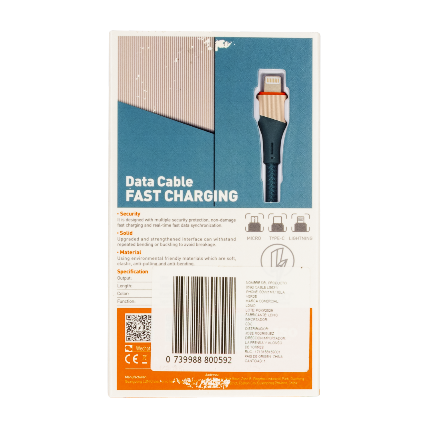 Cable De Carga Modelo LS631 LDNIO 30 W