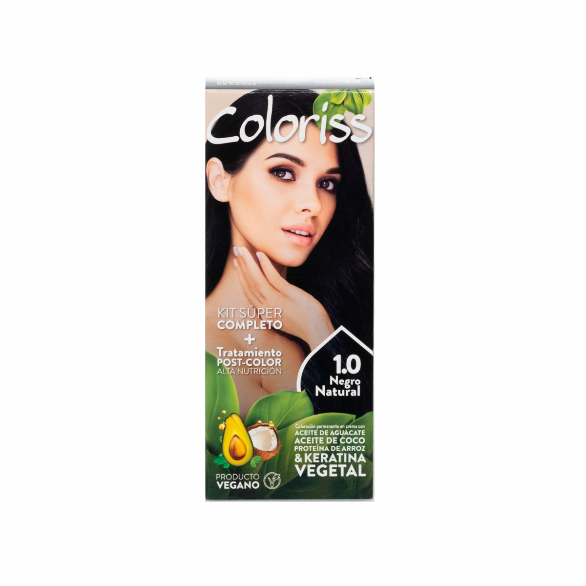 Tinte De Cabello Negro Natural 1.0 Con Tratamiento Post Color COLORISS Kit 50 G
