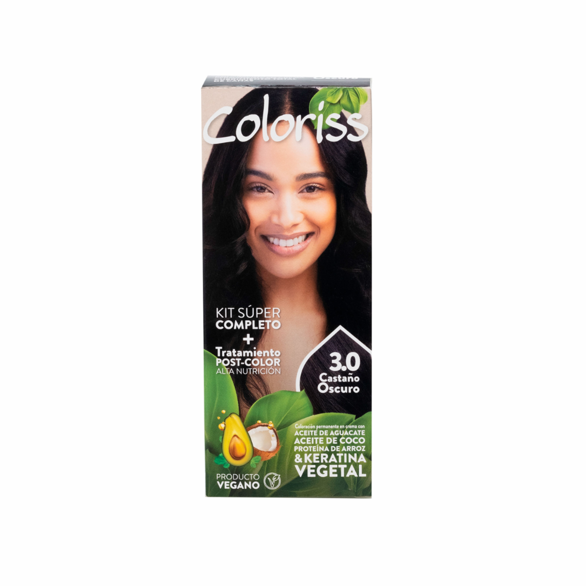 Tinte De Cabello Castaño Oscuro 3.0 Con Tratamiento Post Color COLORISS Kit 50 G