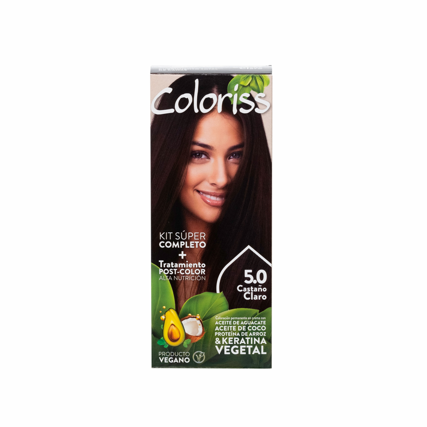 Tinte De Cabello Castaño Claro 5.0 Con Tratamiento Post Color COLORISS Kit 50 G