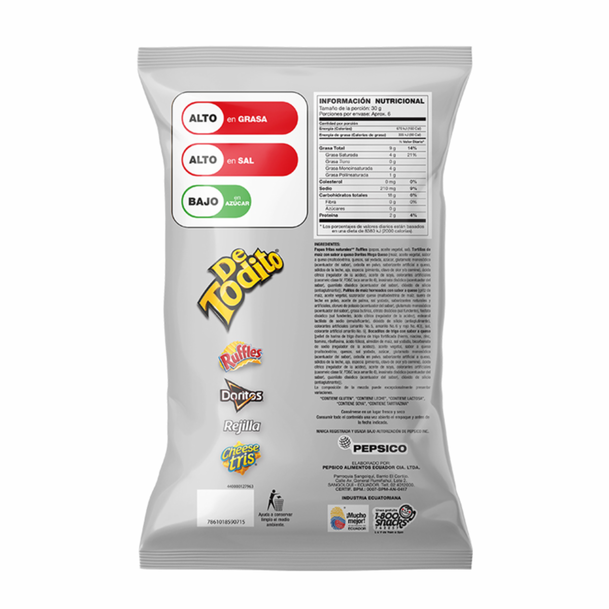 Bocaditos Snack Sabor A Queso DE TODITO 186 g