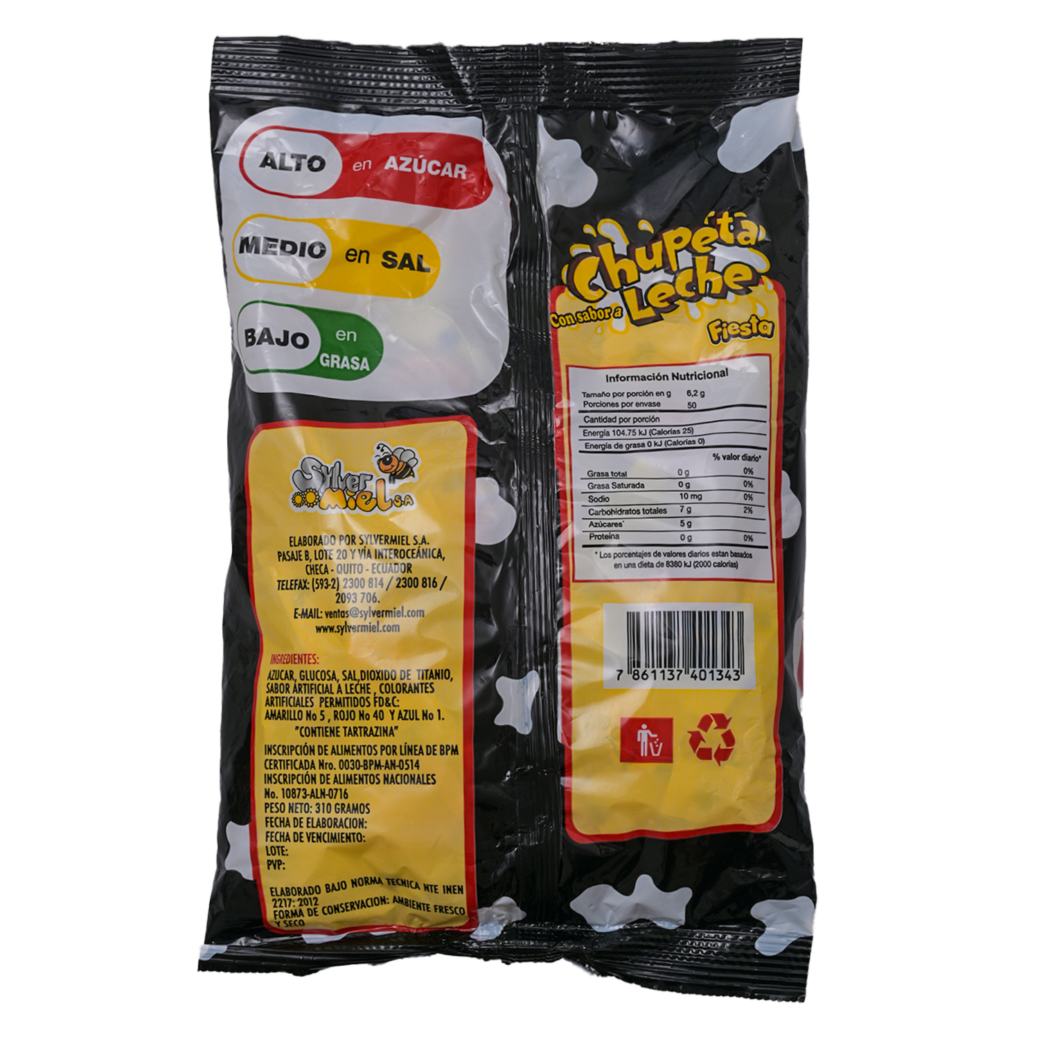 Chupeta Con Sabor A Leche SYLVER 310 G