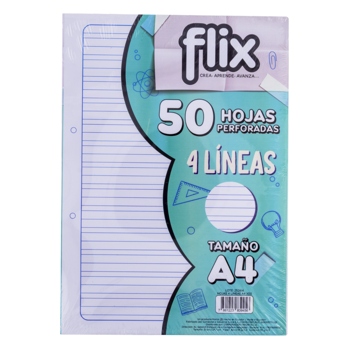 Hojas 4 Líneas A4 FLIX 50 Uds
