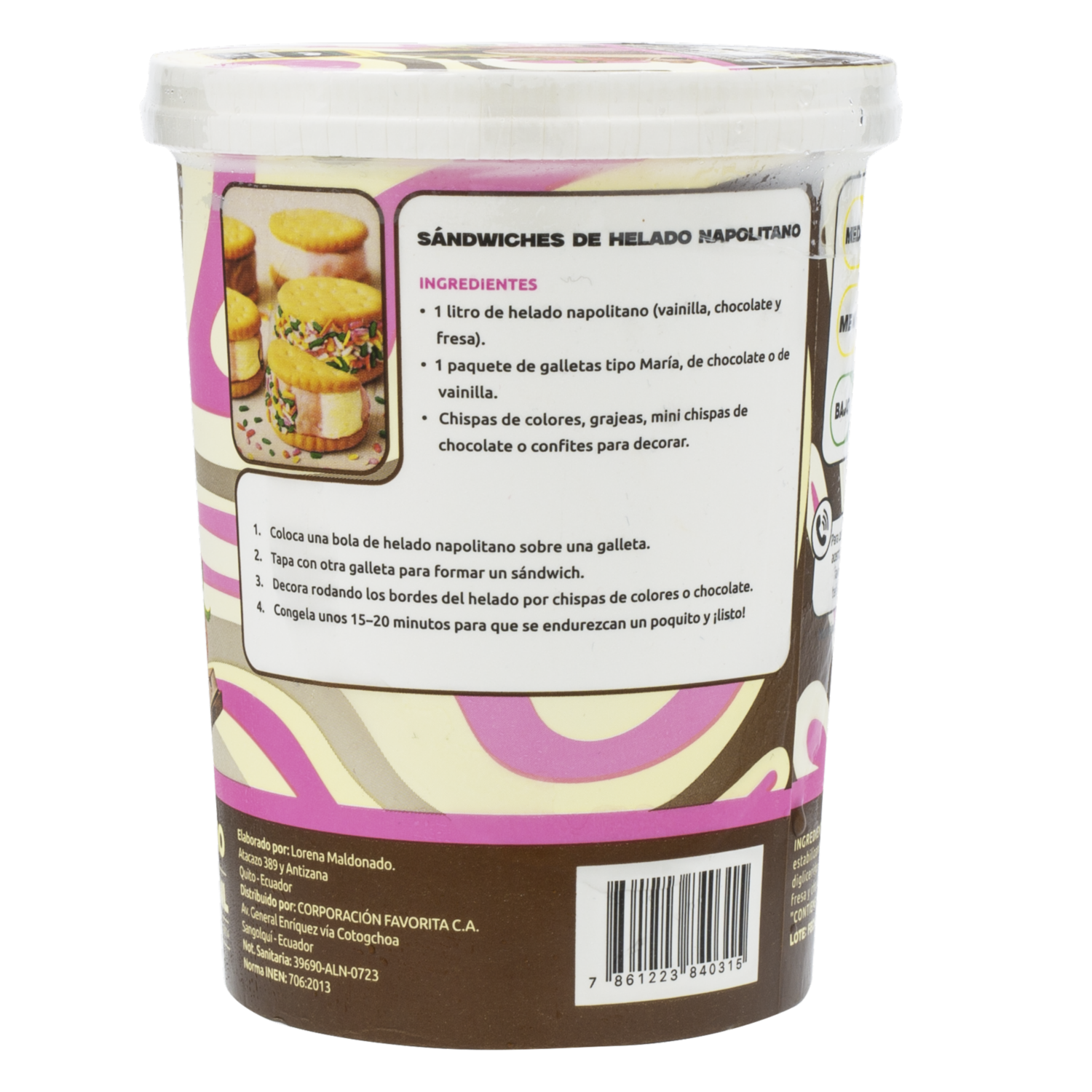 Helado Napolitano EL ARTESANAL 900 Ml