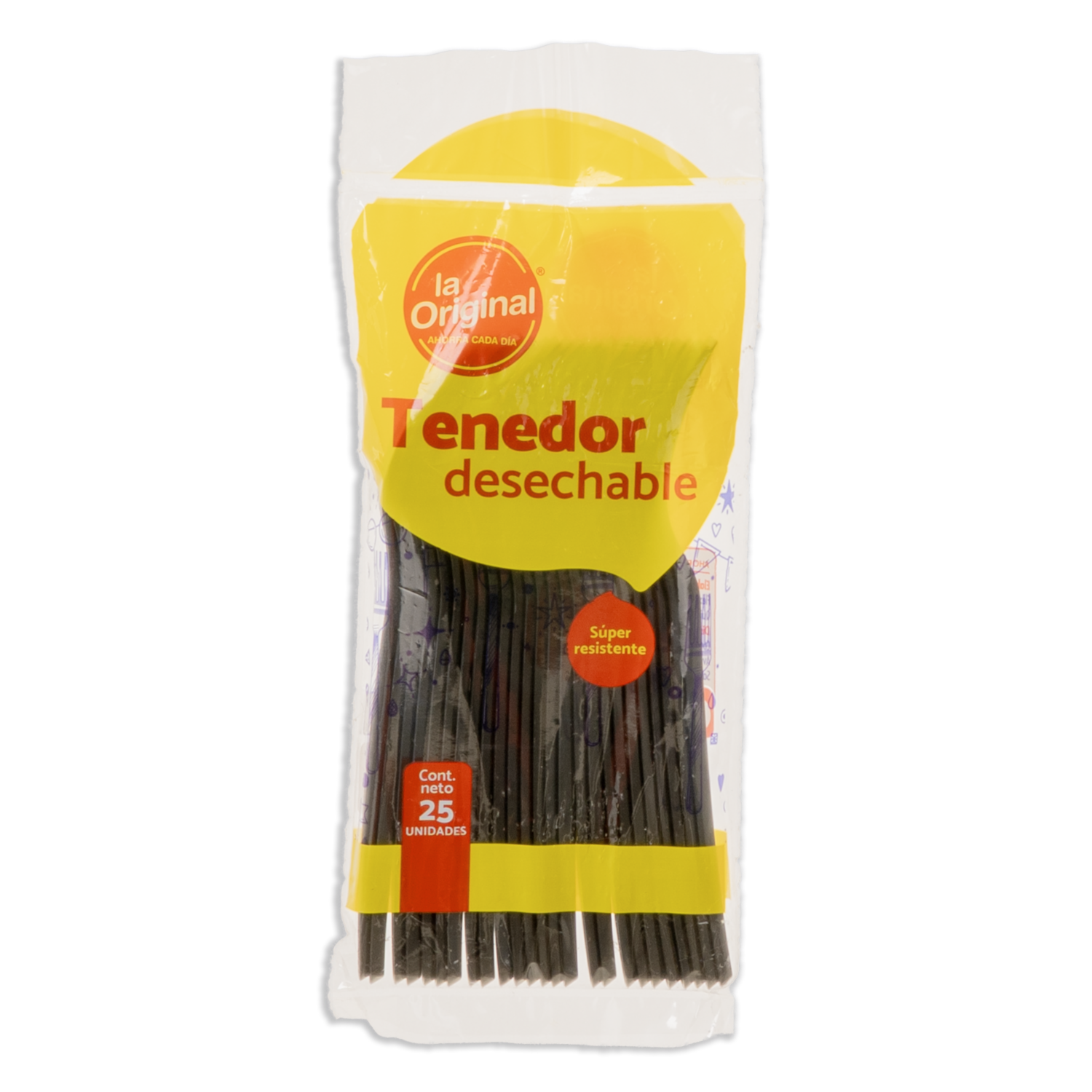 Tenedor Desechable Negro LA ORIGINAL X 25 Uds