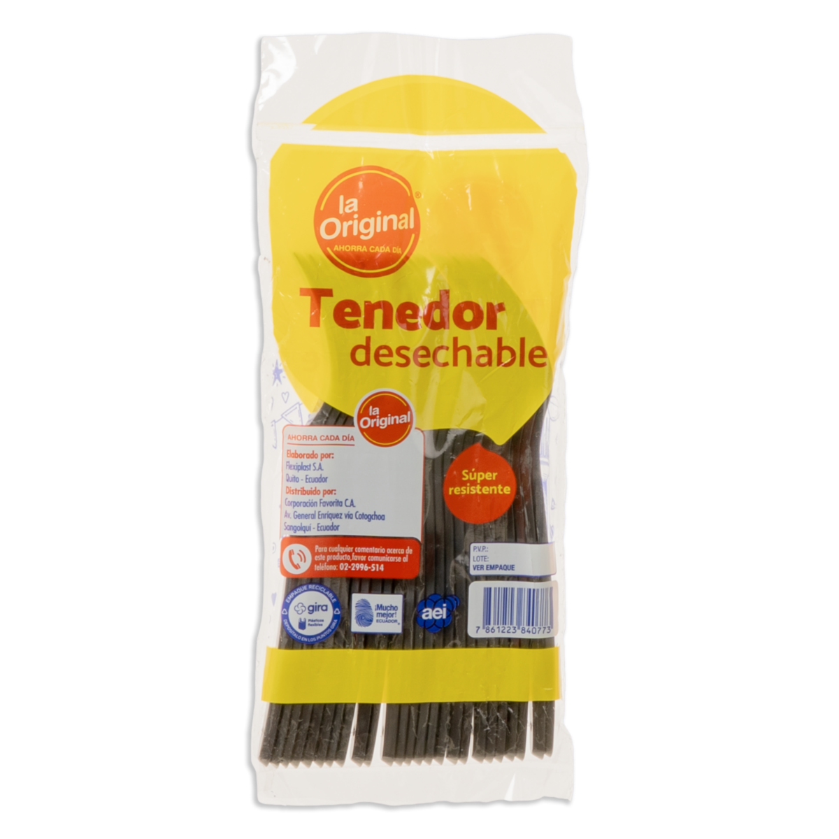 Tenedor Desechable Negro LA ORIGINAL X 25 Uds