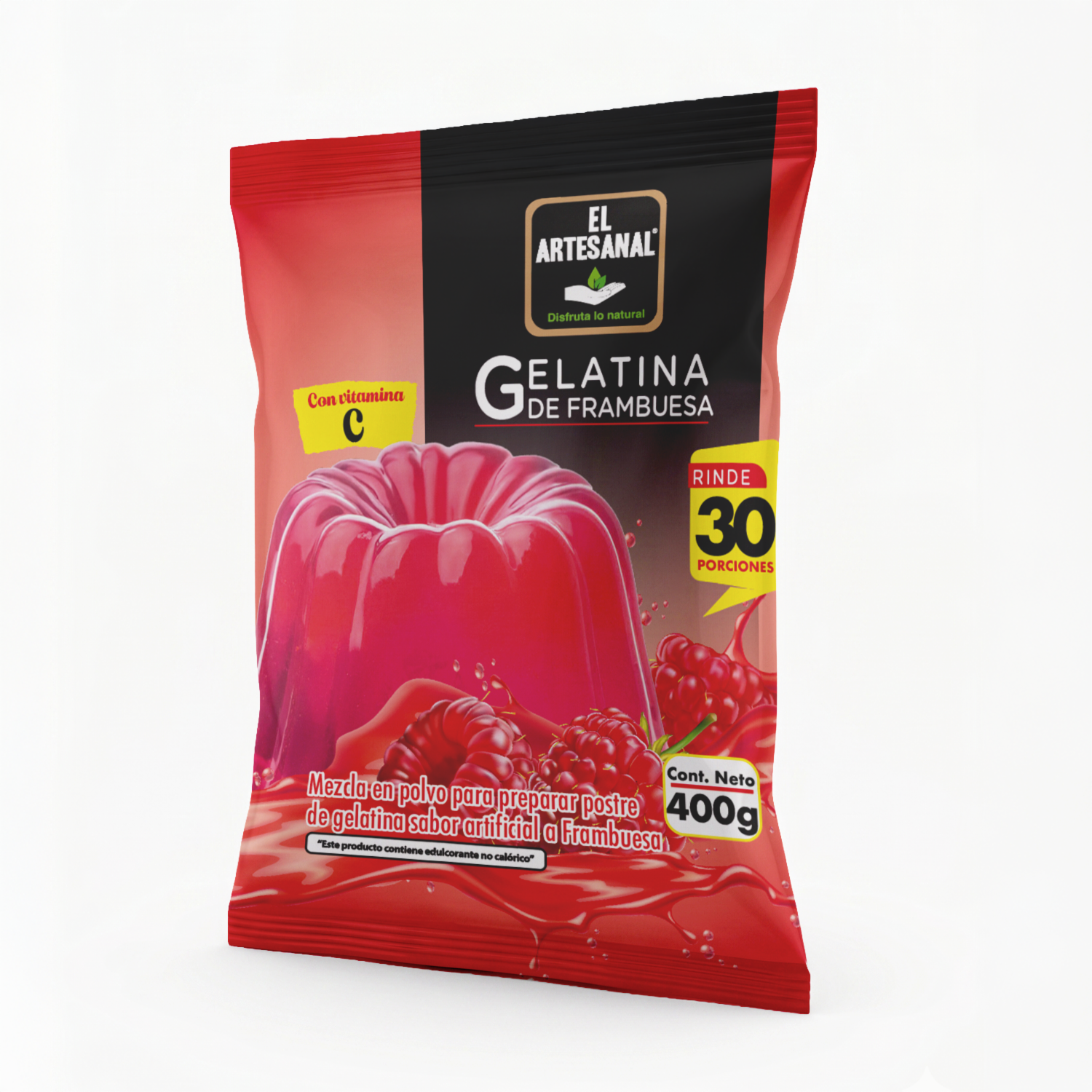 Gelatina En Polvo Sabor Frambuesa EL ARTESANAL 400 G